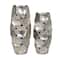 Silver Aluminum Geometric Open Framed Vase Set with Circular Plates